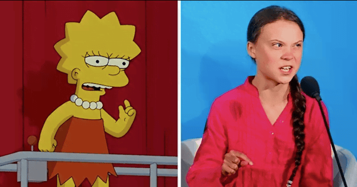 So bili Simpsonovi spet hitrejši? Oglejte si posnetek, ki ga primerjajo z govorom Grete Thunberg!